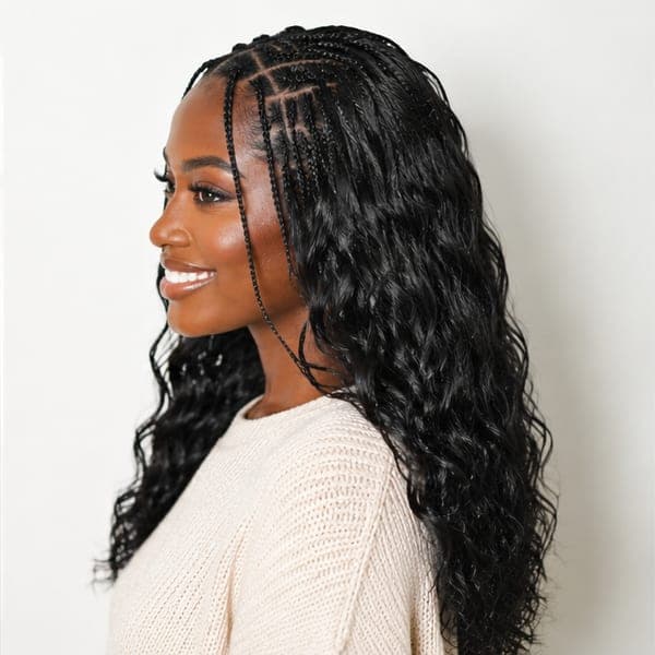 Fulani Braids using Body Wave in 1B – Natural Black