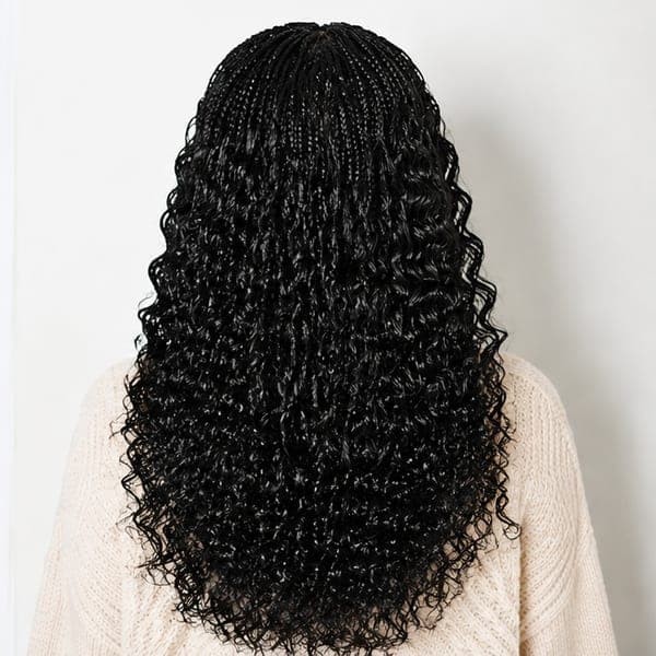 Fulani Braids using French Curls in 1B – Natural Black