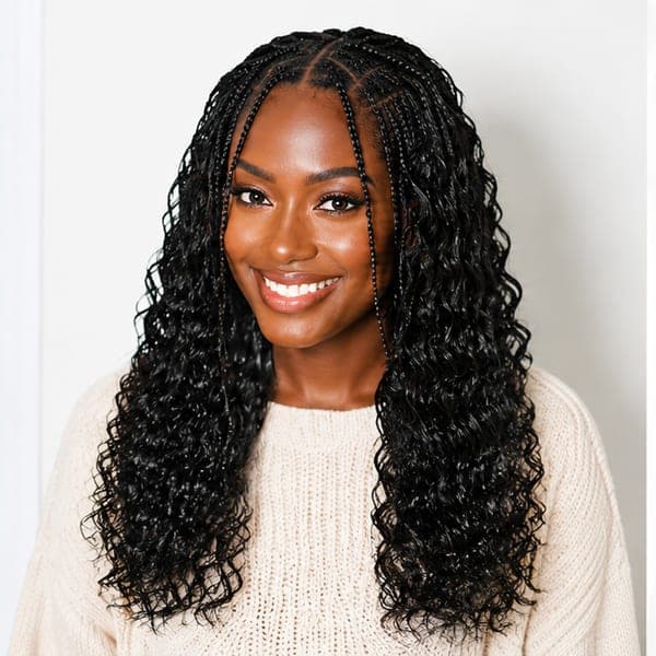 Fulani Braids using French Curls in 1B – Natural Black