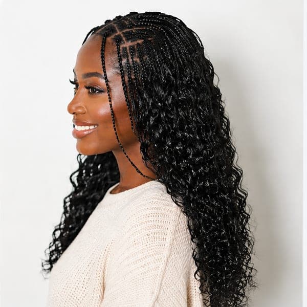 Fulani Braids using French Curls in 1B – Natural Black