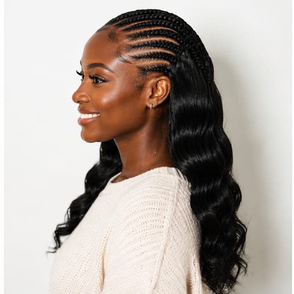 Fulani Braids using Body Wave in 1B – Natural Black