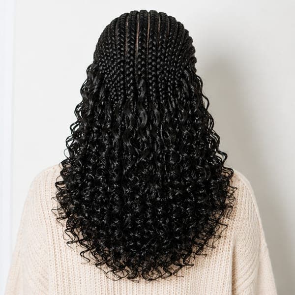 Fulani Braids using French Curls in 1B – Natural Black