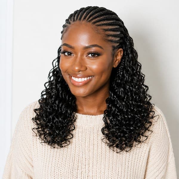 Fulani Braids using French Curls in 1B – Natural Black
