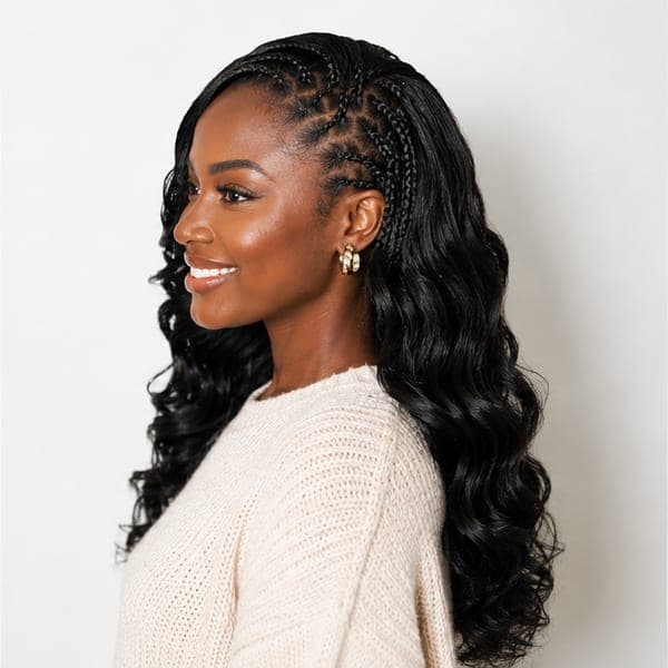 Fulani Braids using Body Wave in 1B – Natural Black