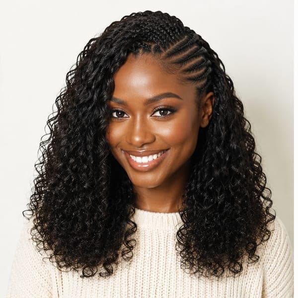 Fulani Braids using French Curls in 1B – Natural Black