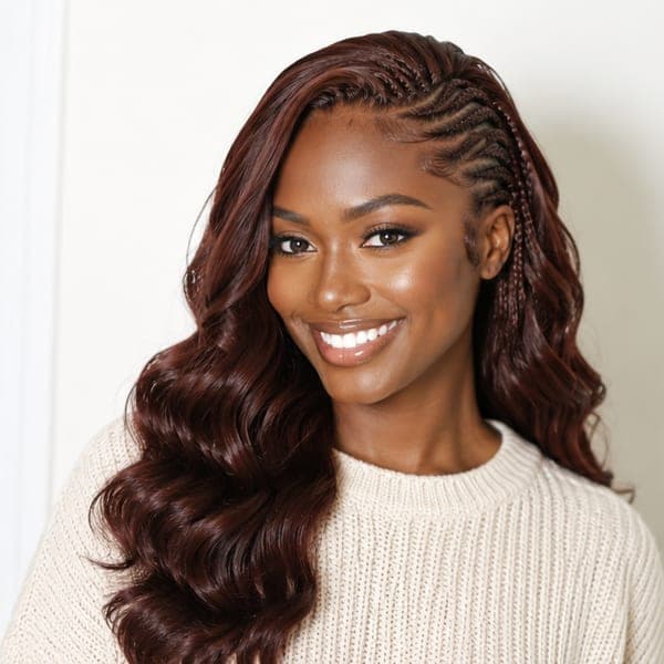 Fulani Braids using Body Wave in 33 – Dark Auburn