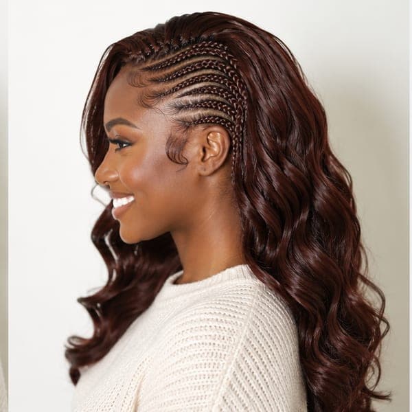 Fulani Braids using Body Wave in 33 – Dark Auburn