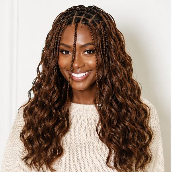 Fulani Braids using French Curls in 30 – Auburn Brown