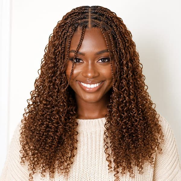 Fulani Braids using French Curls in 30 – Auburn Brown