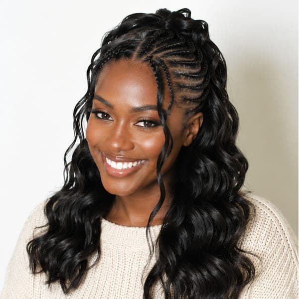 Fulani Braids using Body Wave in 1B – Natural Black