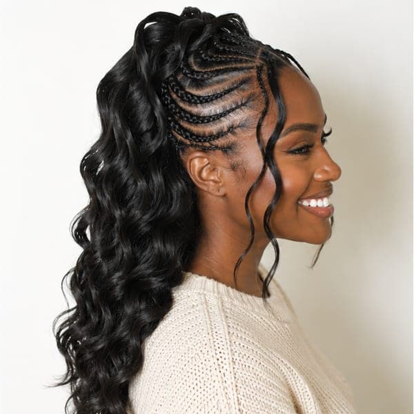 Fulani Braids using Body Wave in 1B – Natural Black