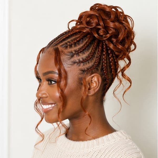 Curly Bun Braids using French Curls in 350 – Copper Rust