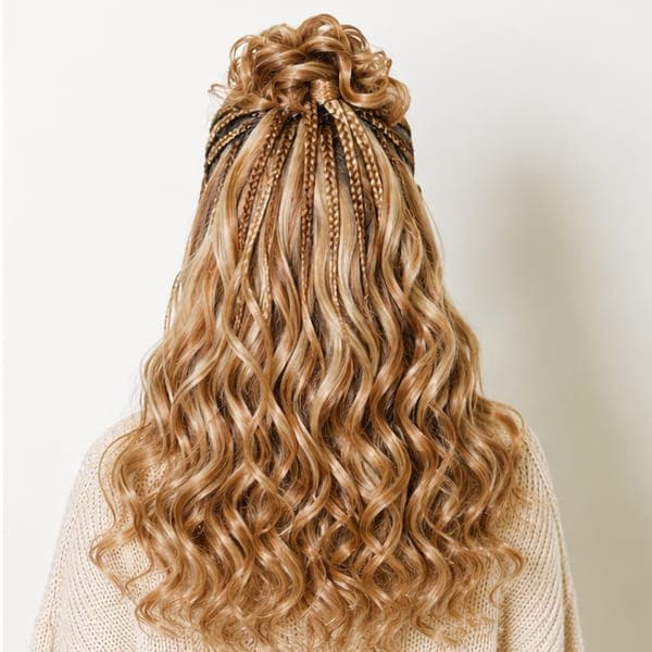 High Ponytail Braids using French Curls in 27/613 – Honey Blonde Mix