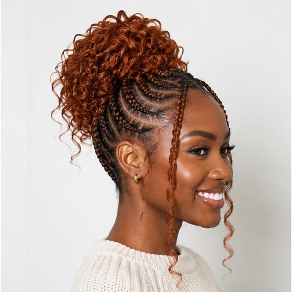 Curly Bun Braids using French Curls in 350 – Copper Rust