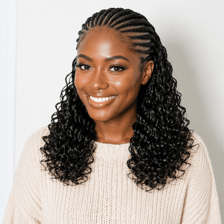 Fulani Braids using French Curls in 1B – Natural Black