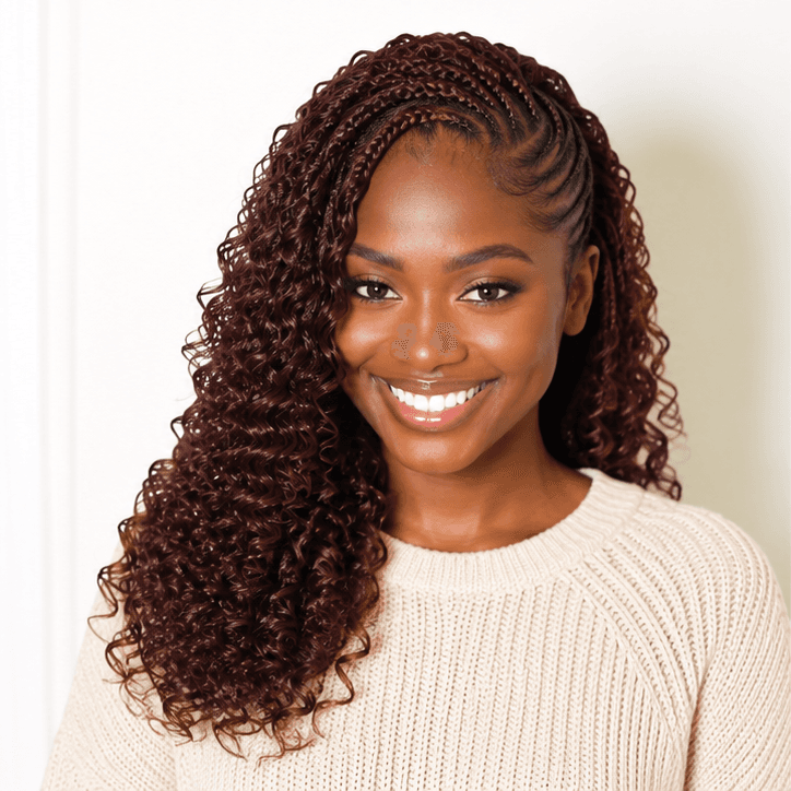Fulani Braids using French Curls in 33 – Dark Auburn