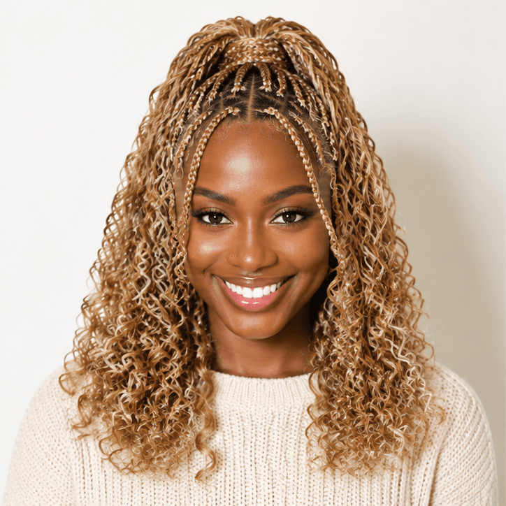 High Ponytail Braids using French Curls in 27/613 – Honey Blonde Mix