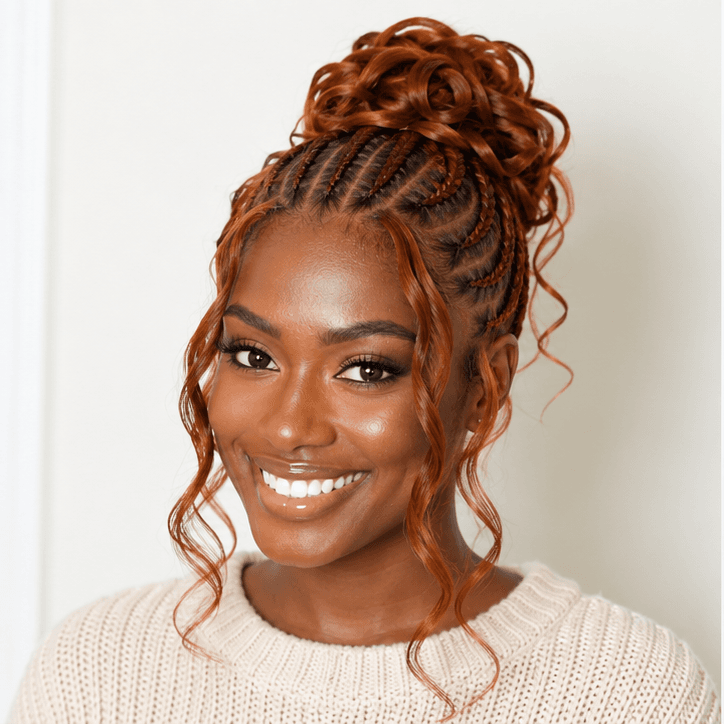 Curly Bun Braids using French Curls in 350 – Copper Rust