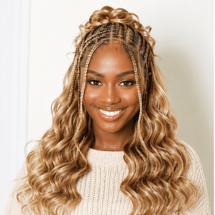 High Ponytail Braids using French Curls in 27/613 – Honey Blonde Mix